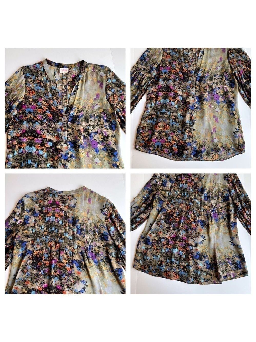 Parker Abstract Floral Print Silk Blouse - Picture 7 of 12